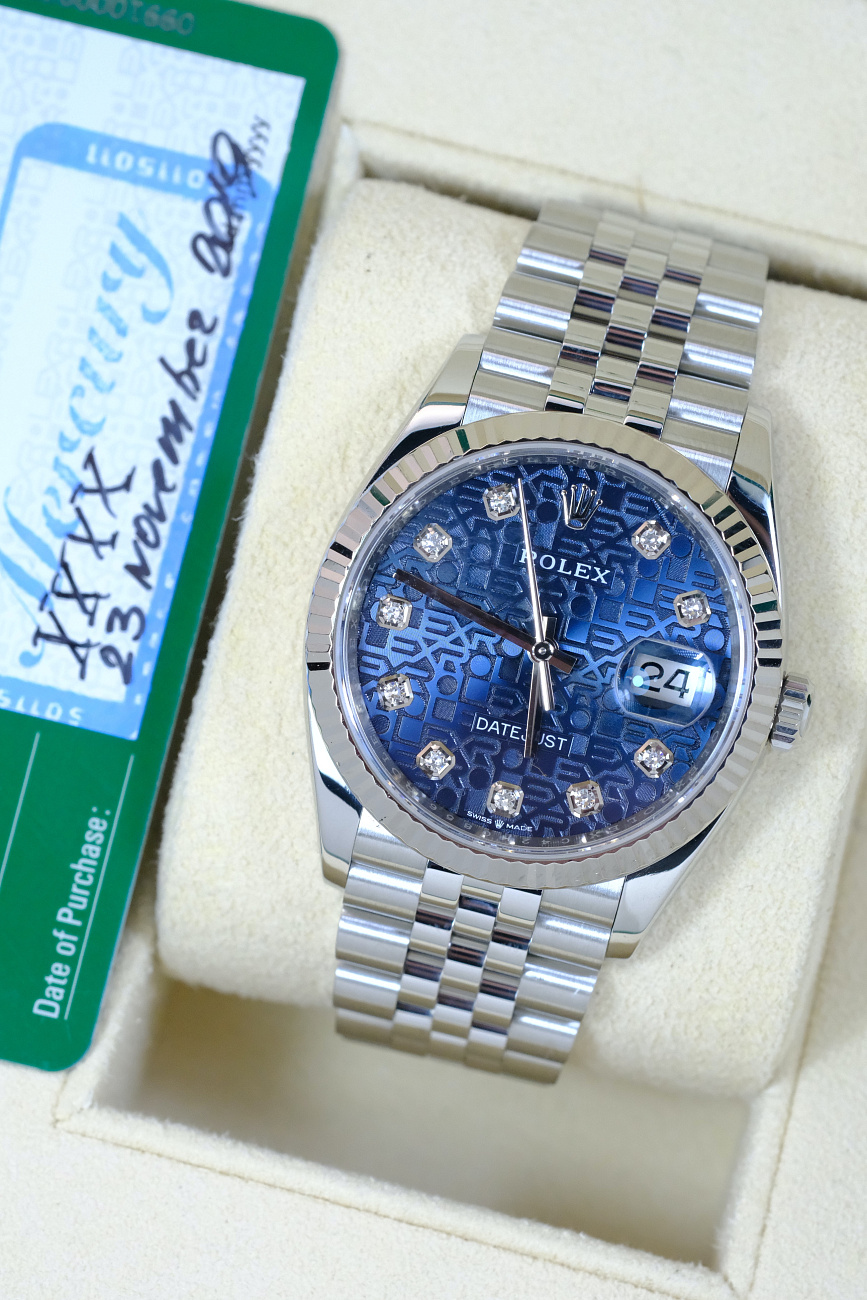 Часы Rolex  Datejust 36Mm Rolex Pattern Dial Diamond Index  126234