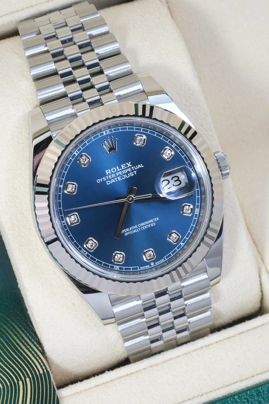 Часы Rolex  Oyster Perpetual Datejust 41Mm Blue Dial Diamond Index  126334