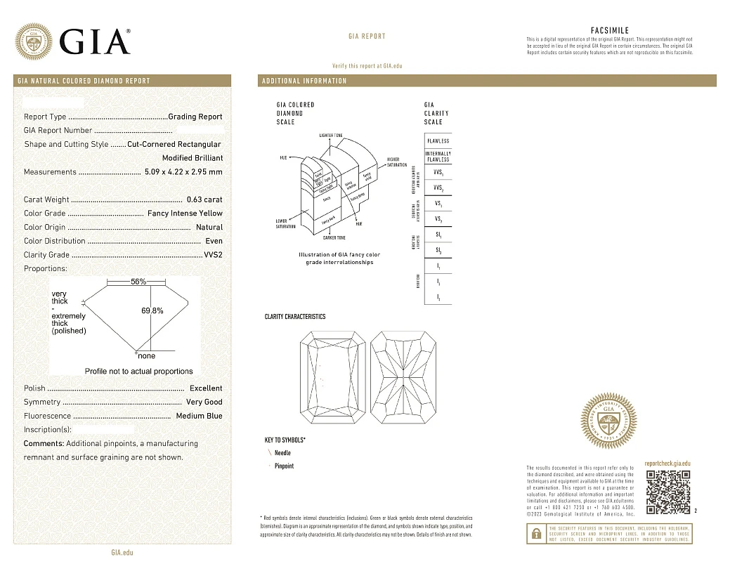 Украшение GIA  Кольцо с бриллиантом 0,63 ct. FIY/VVS2   