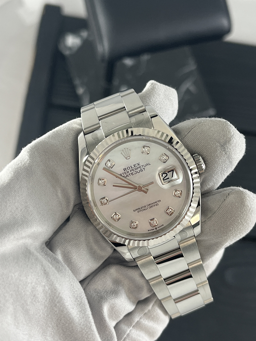 Часы Rolex  Datejust 36Mm Steel & White Gold Diamonds Mother Of Pearl  126234-0020
