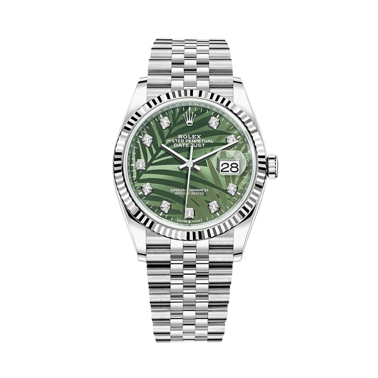 Часы Rolex  Datejust 36 Mm Green Palm Motif Dial With Diamonds  126234