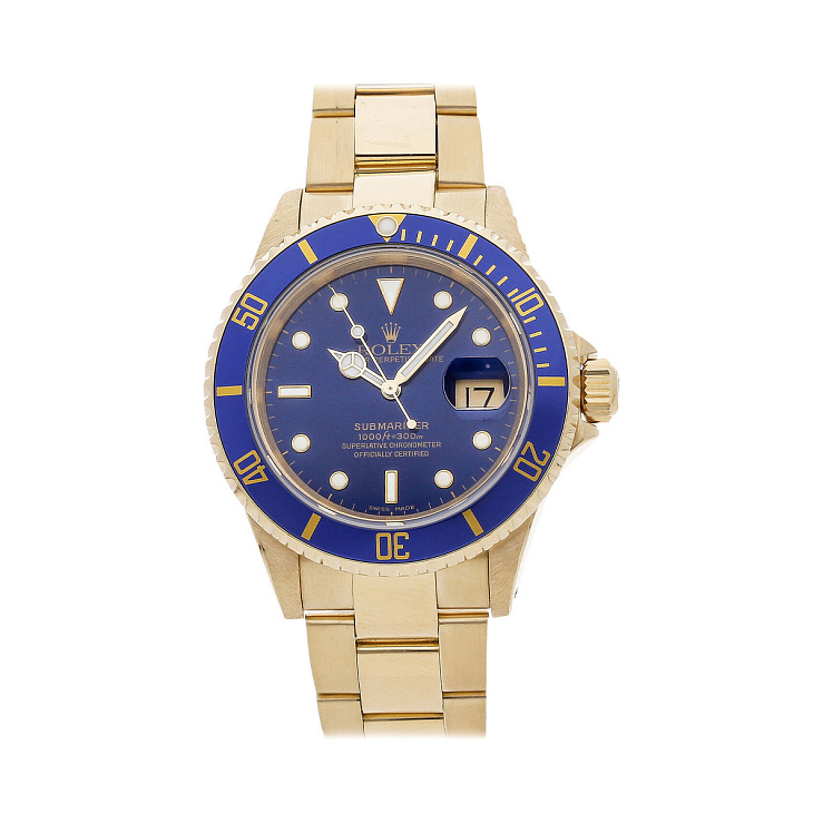Часы Rolex  Vintage Submariner Yellow Gold Blue Dial  16618LB
