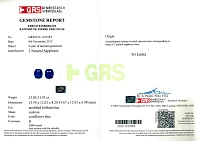 Украшение GRS GemResearch Swisslab  Серьги с сапфирами 12,82/11,91 ct. Cornflower Blue   
