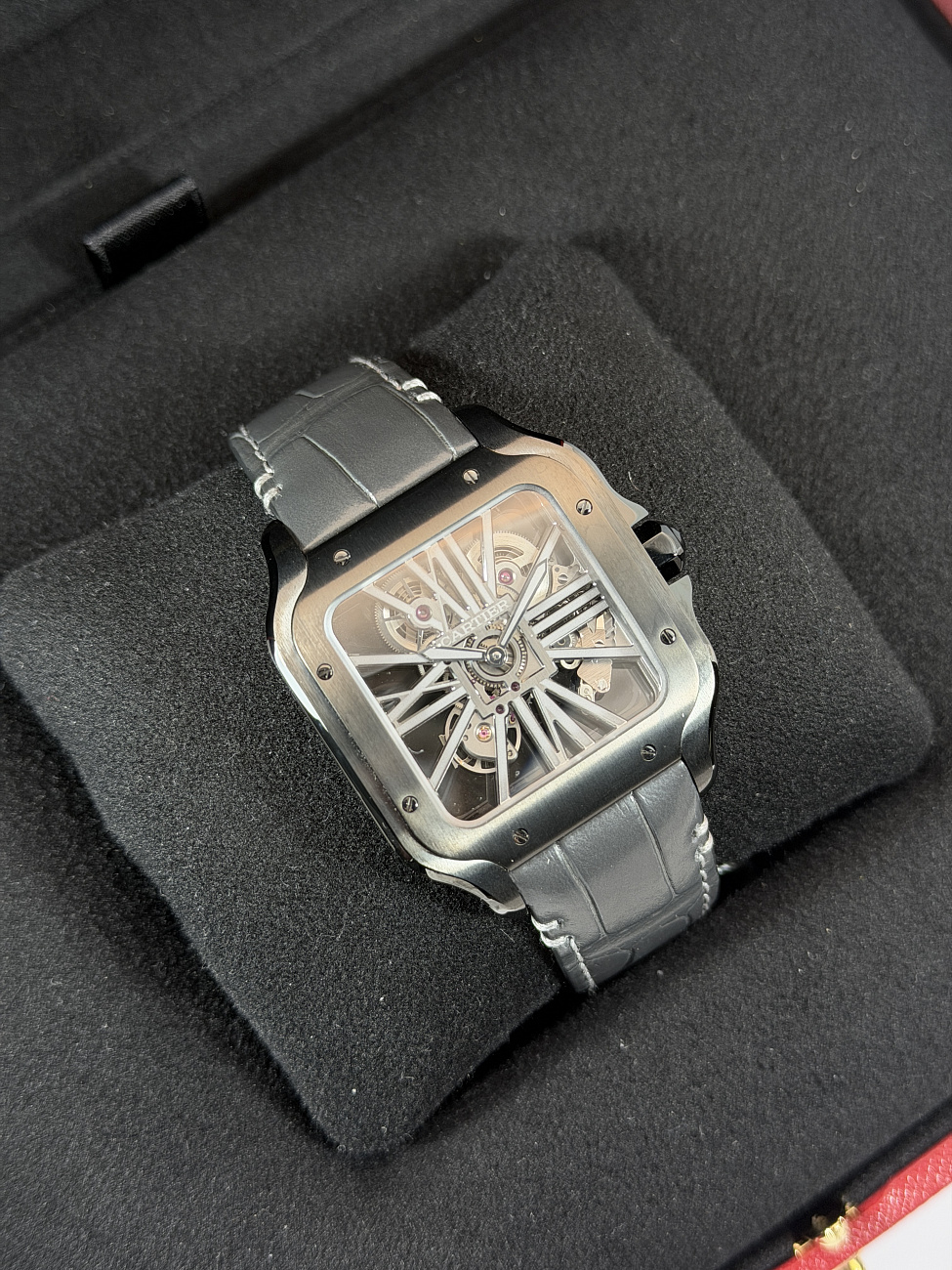 Часы Cartier  Santos De Cartier Skeleton Black ADLC Manufacture mechanical movement  WHSA0009