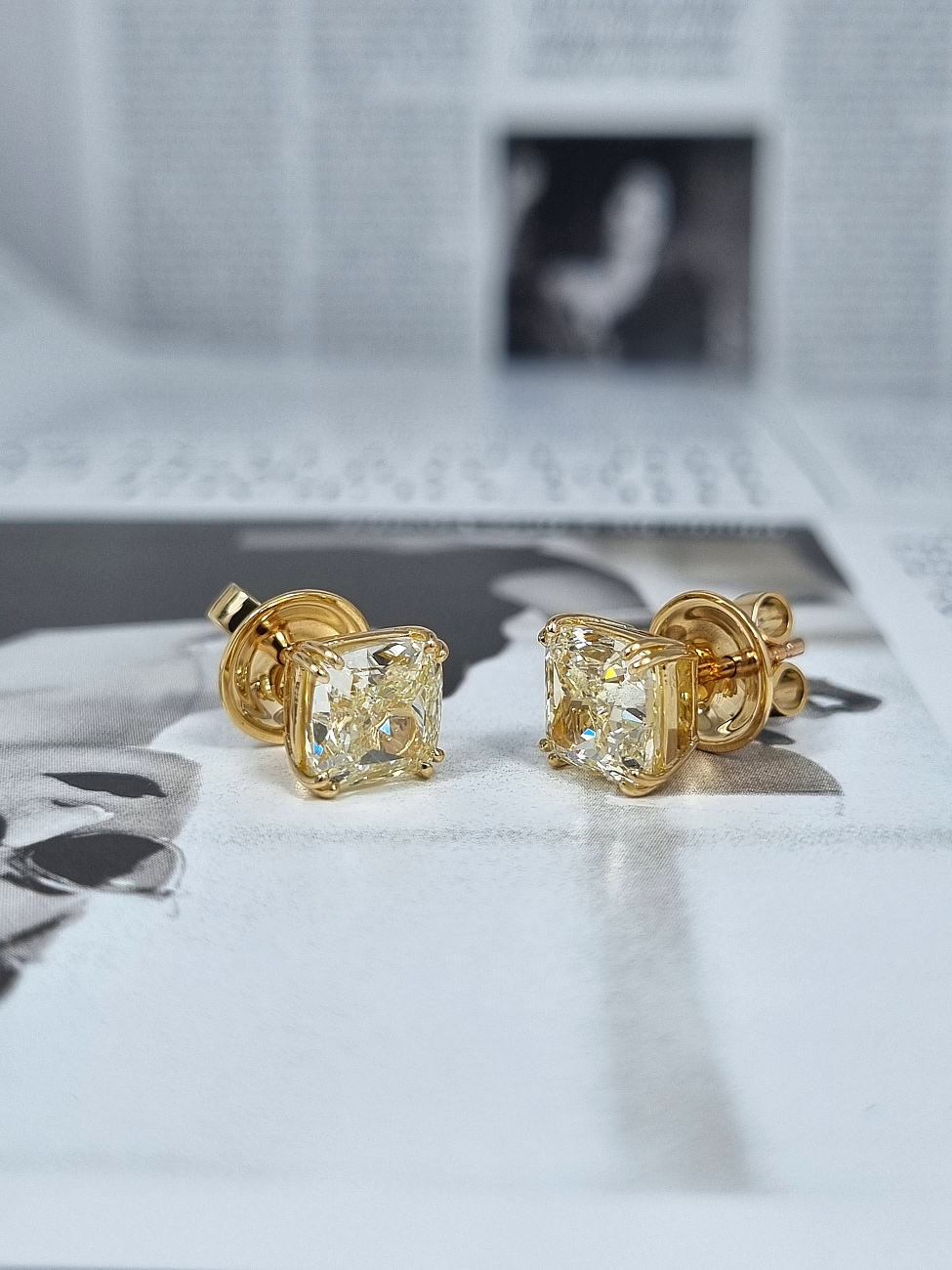 Украшение NO NAME  Серьги 3,01/3,03 ct. Cushion Diamonds   