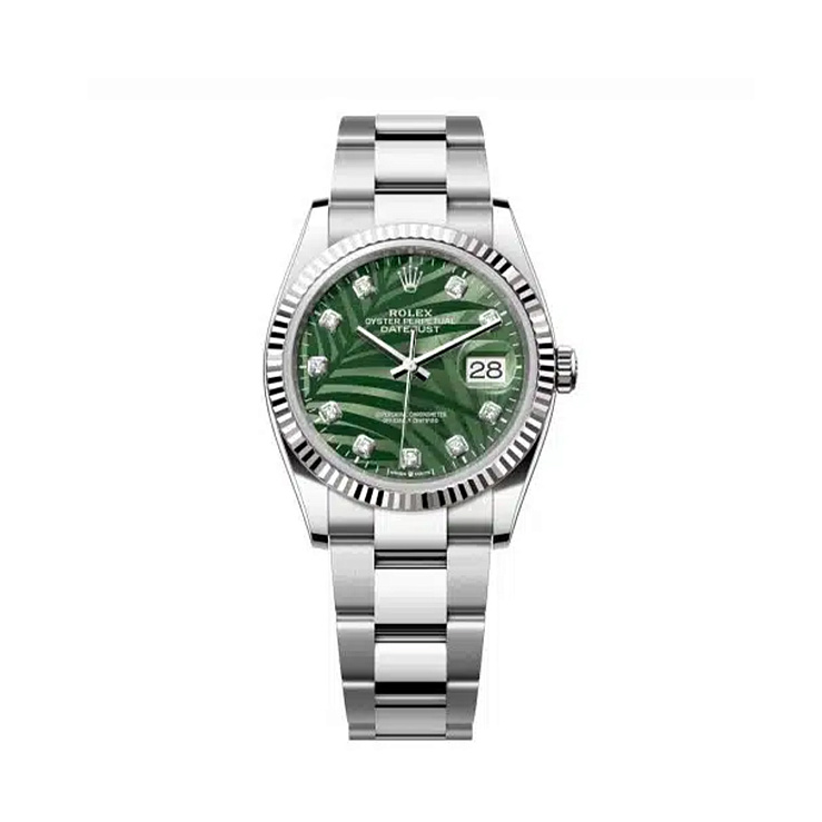 Часы Rolex  Datejust 36Mm Green Palm Motif Dial And Diamonds  126234