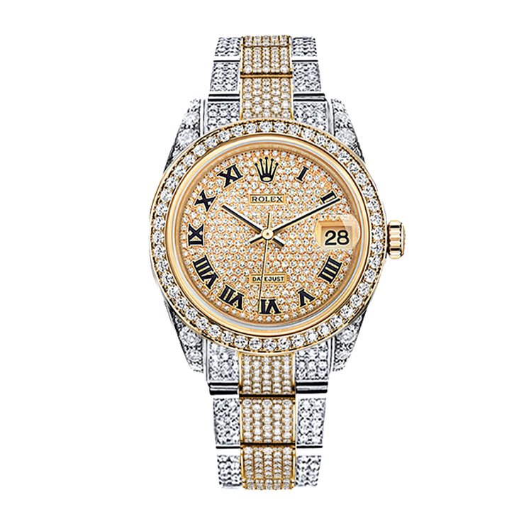 Часы Rolex  Datejust 36Mm Twotone Full Pave Custom Diamonds  116203 FIX