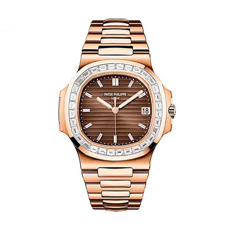 Часы Patek Philippe  Custom Nautilus Rose Gold Brown Diamonds Dial 40Mm Diamonds Bezel  FIX 5723/1R