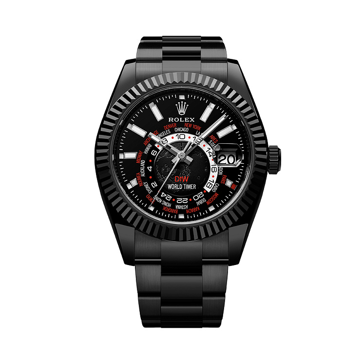 Rolex World Timer Black Dlc Red