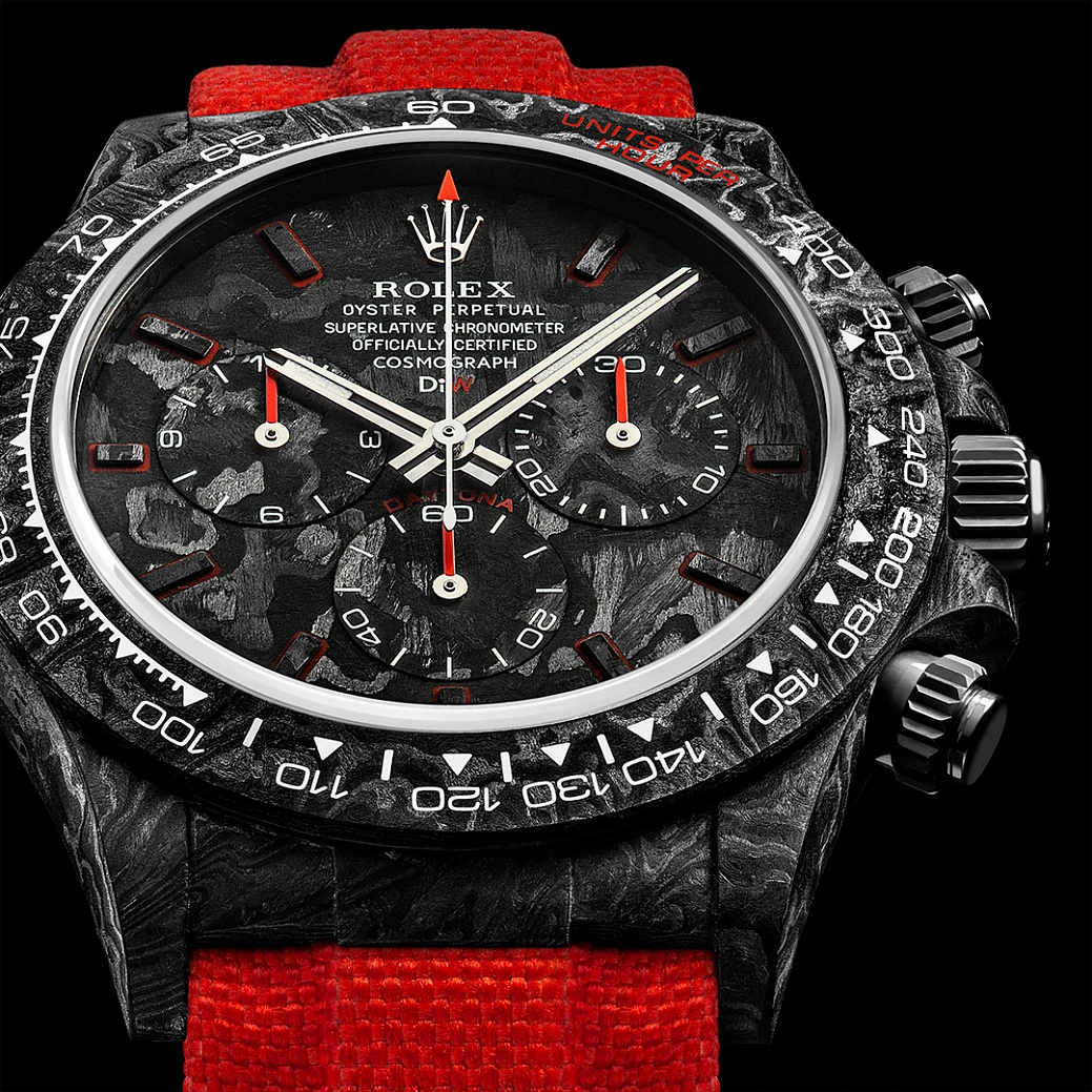 Заказать DiW  Rolex Daytona 40 Mm All Carbon Red Edition  