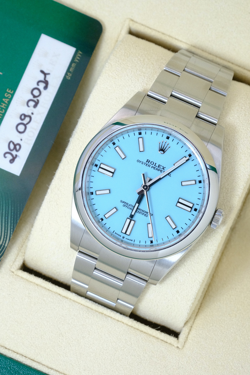 Часы Rolex  Oyster Perpetual 41 Mm Turquoise Tiffany Dial  124300-0006