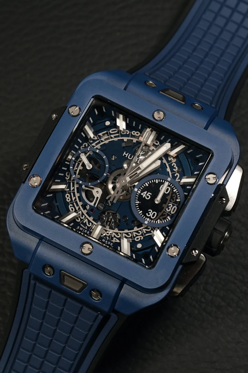 Часы Hublot  Square Bang Unico Blue Ceramic  821.EX.5170.RX
