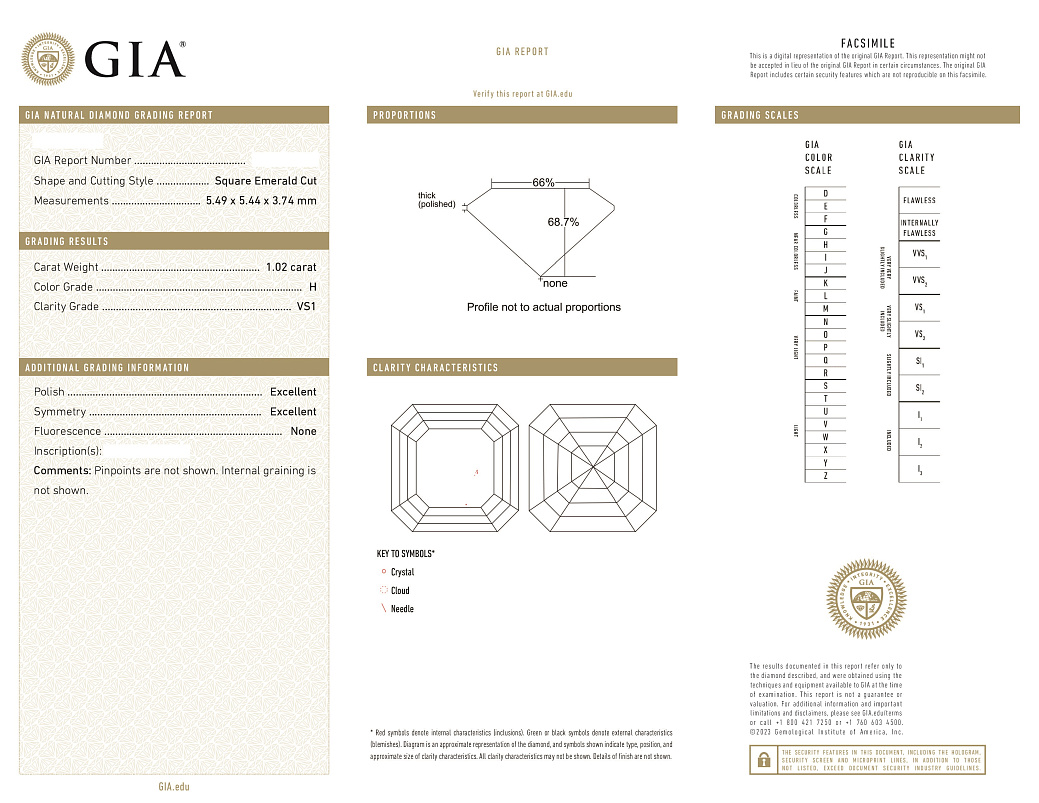 Украшение NO NAME  Серьги 1,00/1,02 ct. H/VS1 (Asscher Diamonds)   
