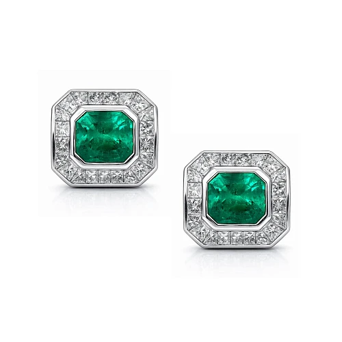 Украшение No Name  Серьги с изумрудами 2,70/2,85 ct. Intense Green (Colombia)   