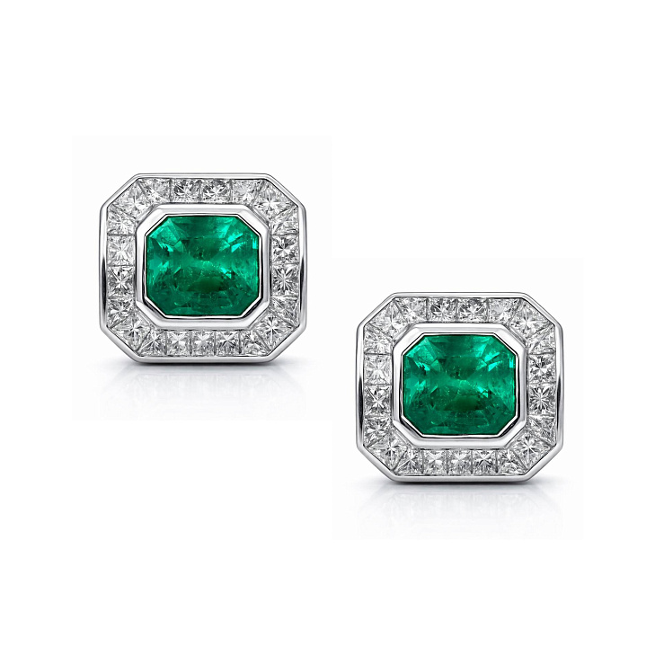 Украшение No Name  Серьги с изумрудами 2,70/2,85 ct. Intense Green (Colombia)   