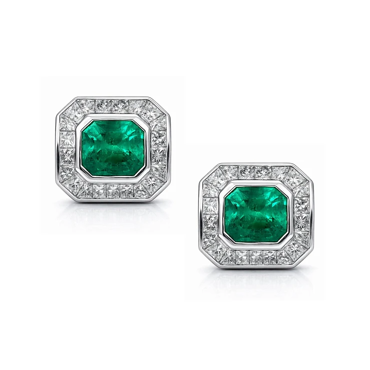 Украшение No Name  Серьги с изумрудами 2,70/2,85 ct. Intense Green (Colombia)   