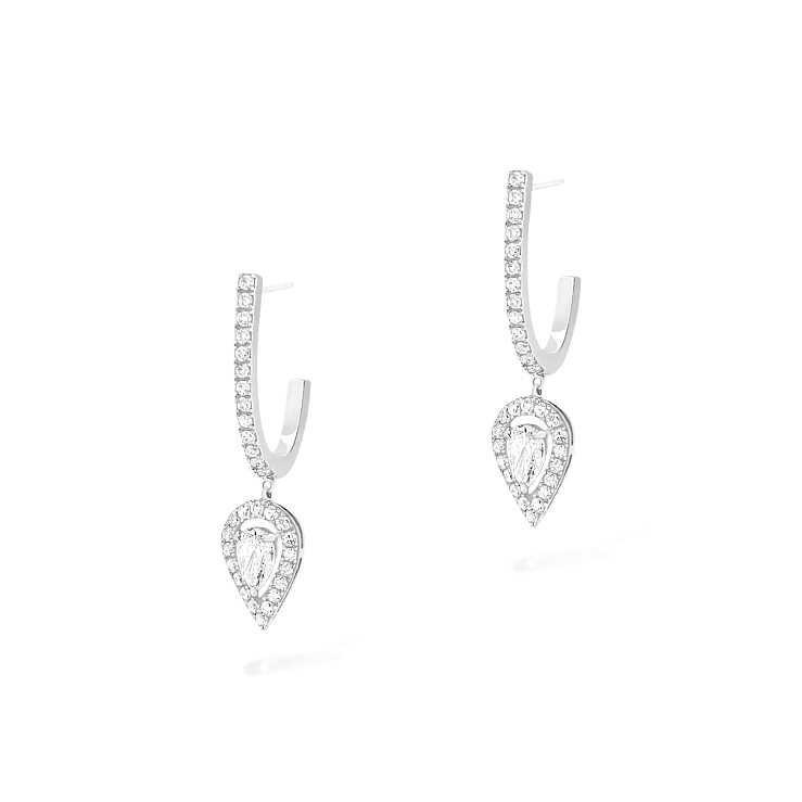 Украшение MESSIKA  Joy Hoop Earrings Pear Diamond 2X0.10Ct  Joy pear-cut diamond hoop earrings for women 07480-WG 
