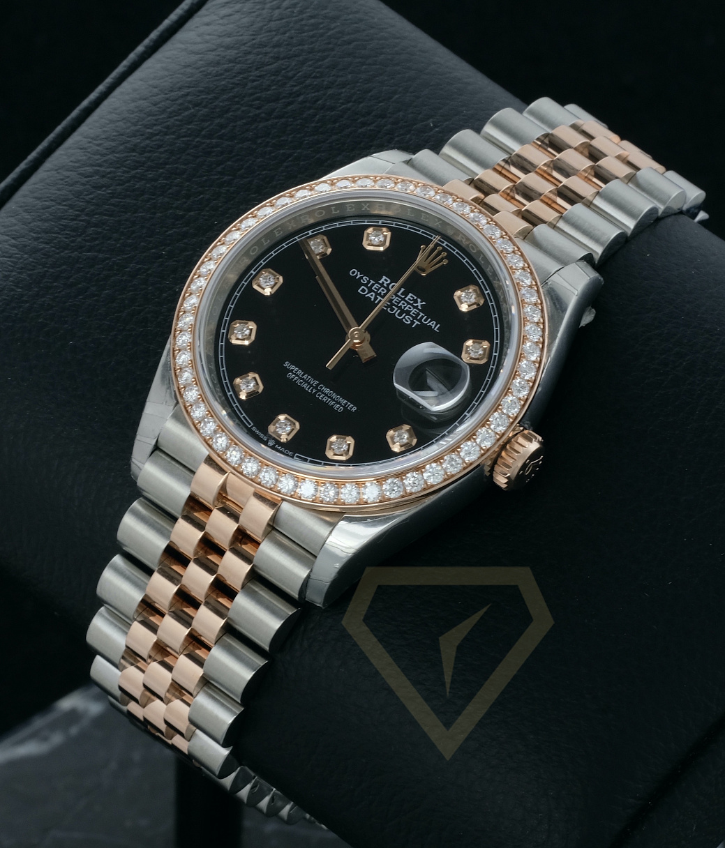 Часы Rolex  Oyster Perpetual Datejust 36 Mm Everose Rolesor Factory Diamonds 2021  126281RBR