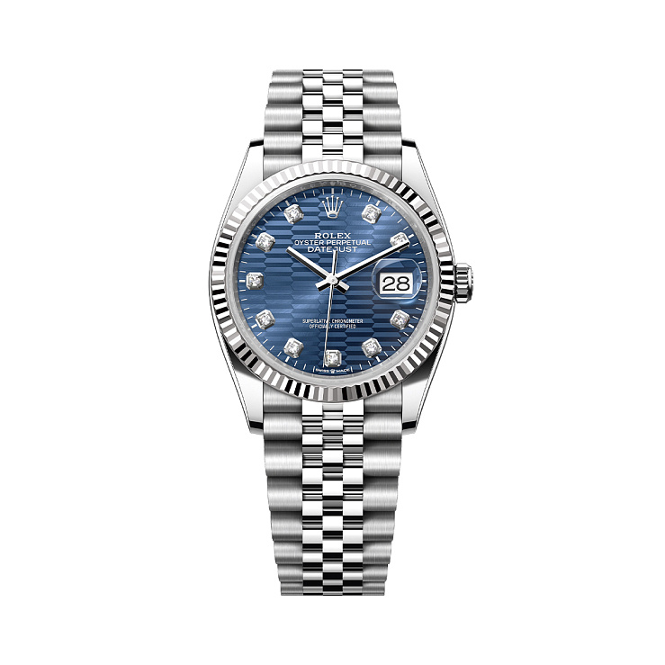 Часы Rolex  Datejust 36Mm Steel & White Gold Blue Fluted Motif Dial Diamonds  126234