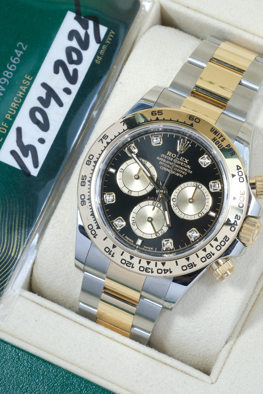 Часы Rolex  Cosmograph Daytona Steel & Yellow Gold Black Dial Diamond Index  126503-0002