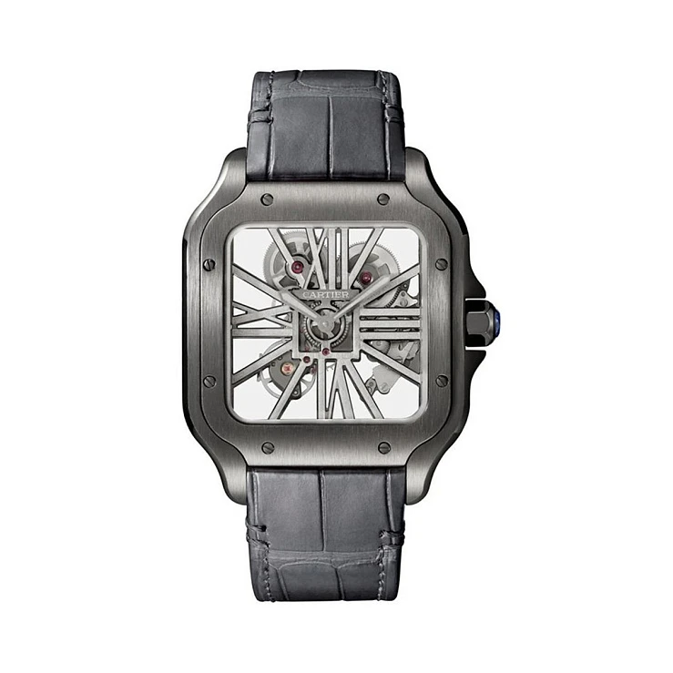 Часы Cartier  Santos De Cartier Skeleton Black ADLC Manufacture mechanical movement  WHSA0009