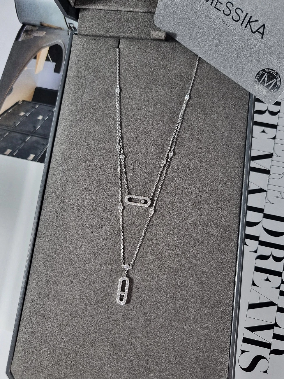 Украшение Messika  Колье Move Uno 2 Rows Pavé  Move Uno 2 rows pavé diamond necklace 7174 