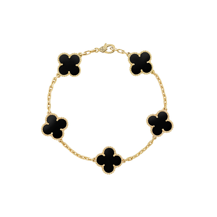 Украшение Van Cleef & Arpels  Vintage Alhambra Bracelet, 5 Motifs Onyx  VCARA41300 