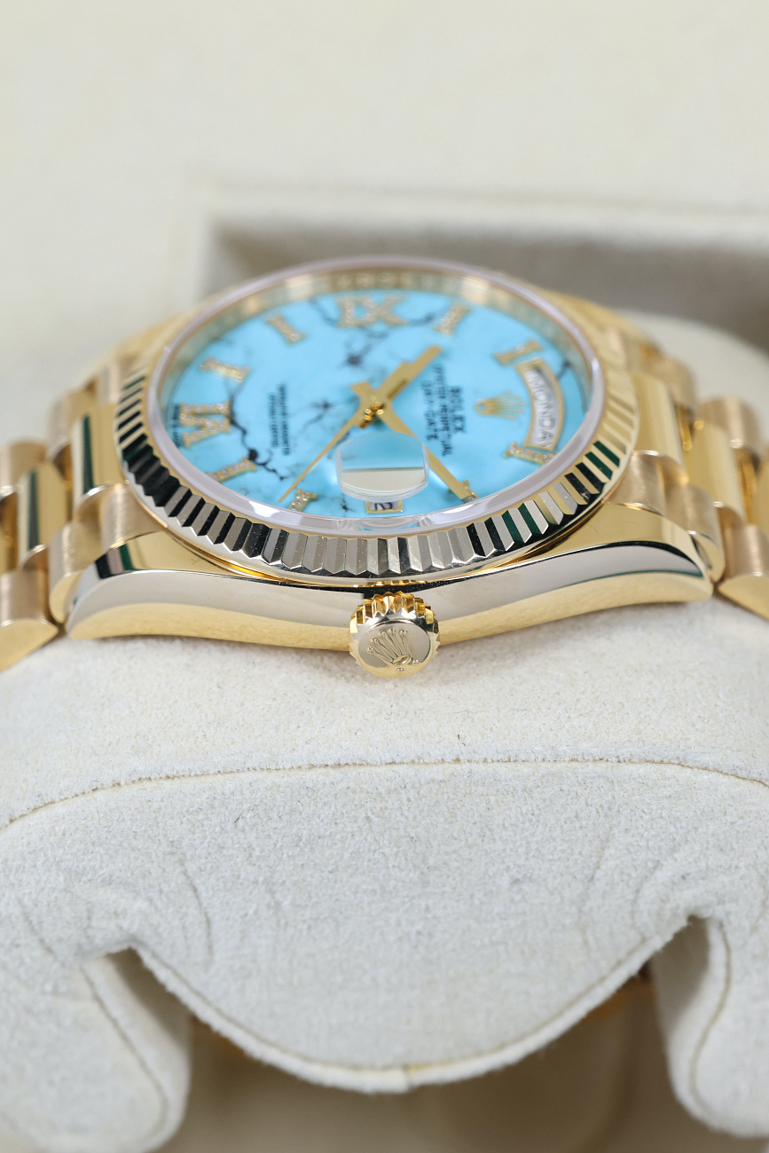 Часы Rolex  Day-Date 36Mm Yellow Gold Turquoise Dial  128238