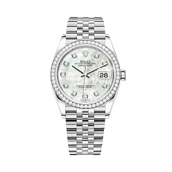 Rolex Datejust 126284Rbr White Mop Diamond Jubilee 36 mm Stainless Steel