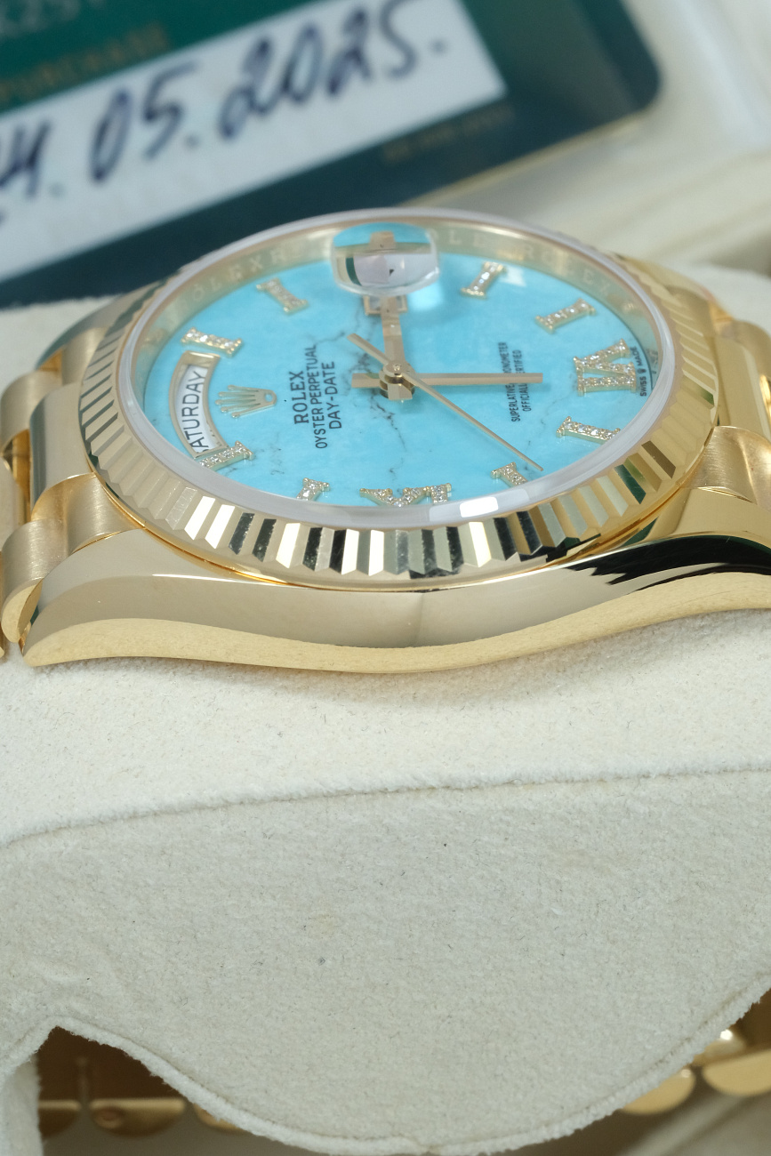Часы Rolex  Day-Date 36Mm Yellow Gold Turquoise Dial  128238