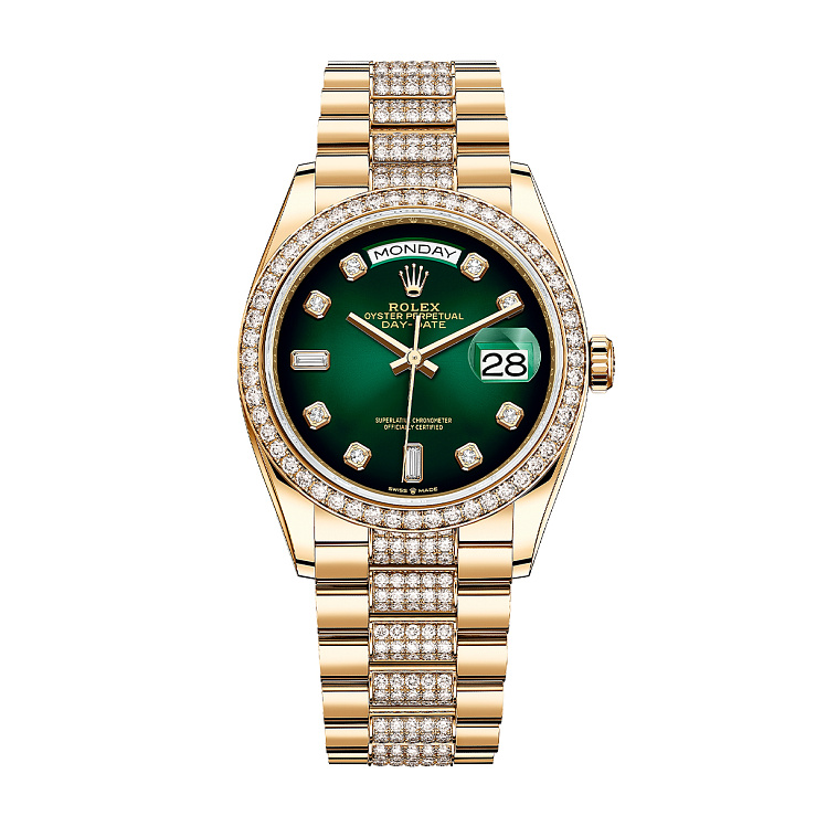 Часы Rolex  Day-Date 36 Yellow Gold Bezel Set With Diamond President Bracelet  128348RBR