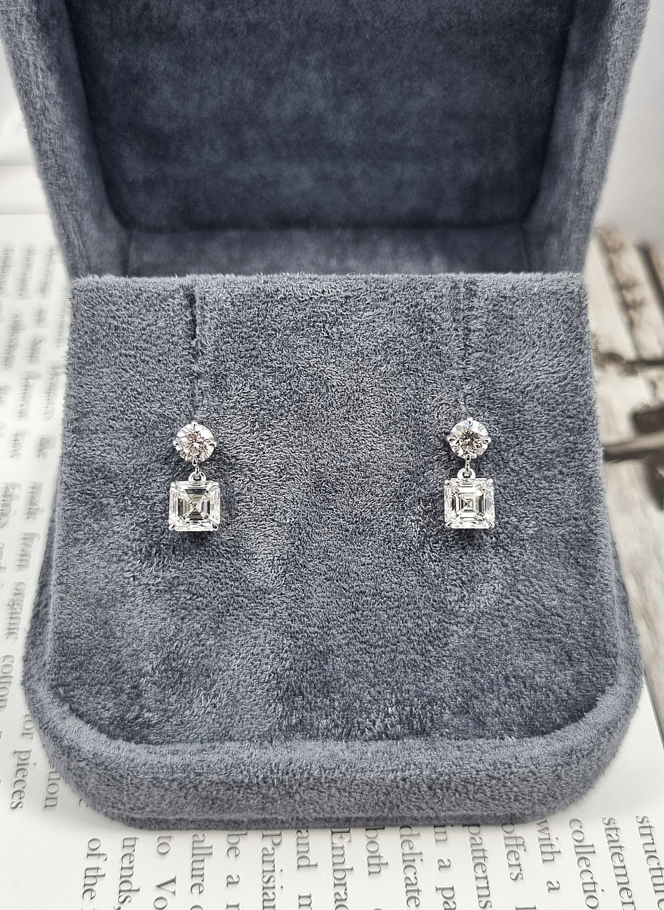 Украшение GIA  Серьги 1,00/1,01 ct. G/VS1 (Asscher Diamonds)   
