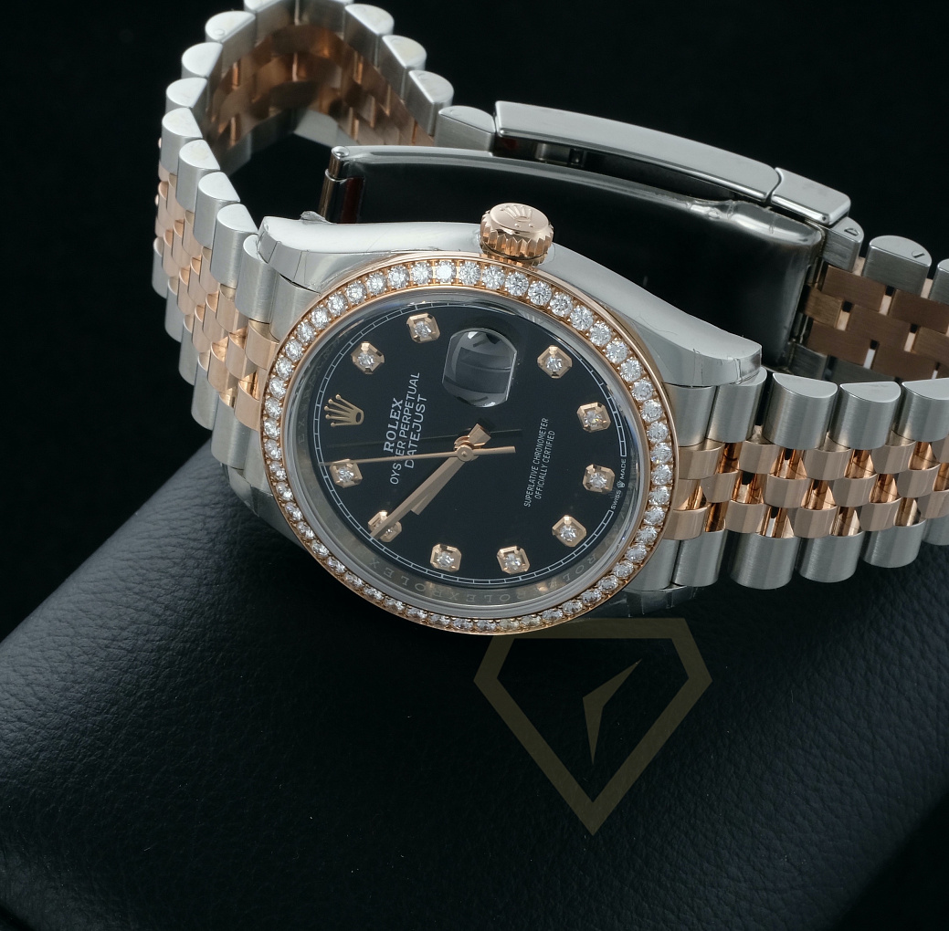 Часы Rolex  Oyster Perpetual Datejust 36 Mm Everose Rolesor Factory Diamonds 2021  126281RBR