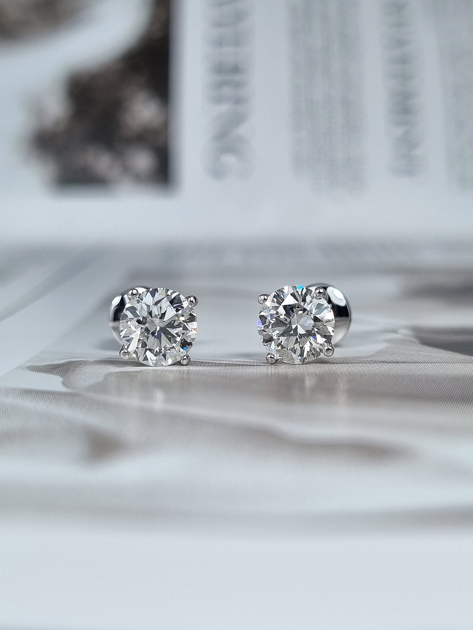 Украшение NO NAME  Серьги С Бриллиантами 1,00/1,03 Ct. H/Si1 (3 Excellent)   