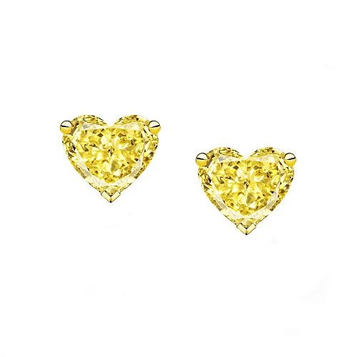 Украшение GIA  Серьги 1,01/1,02 ct. Fancy Yellow/VVS1-VS2 Heart Diamonds   