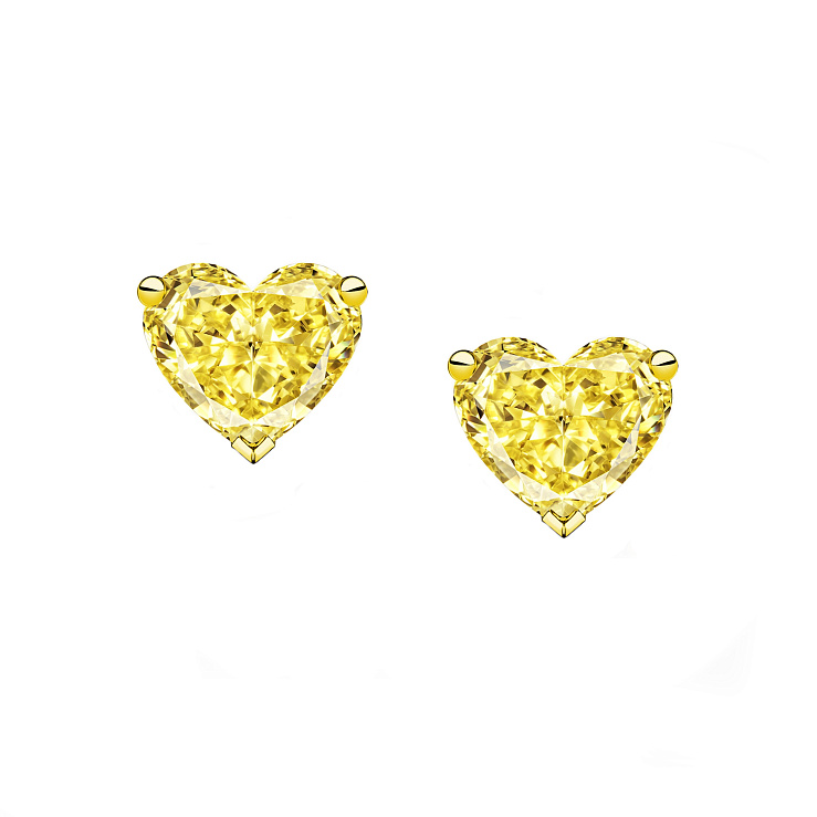 Украшение NO NAME  Серьги 1,01/1,02 Ct. Fancy Yellow/VVS1-VS2 Heart Diamonds   