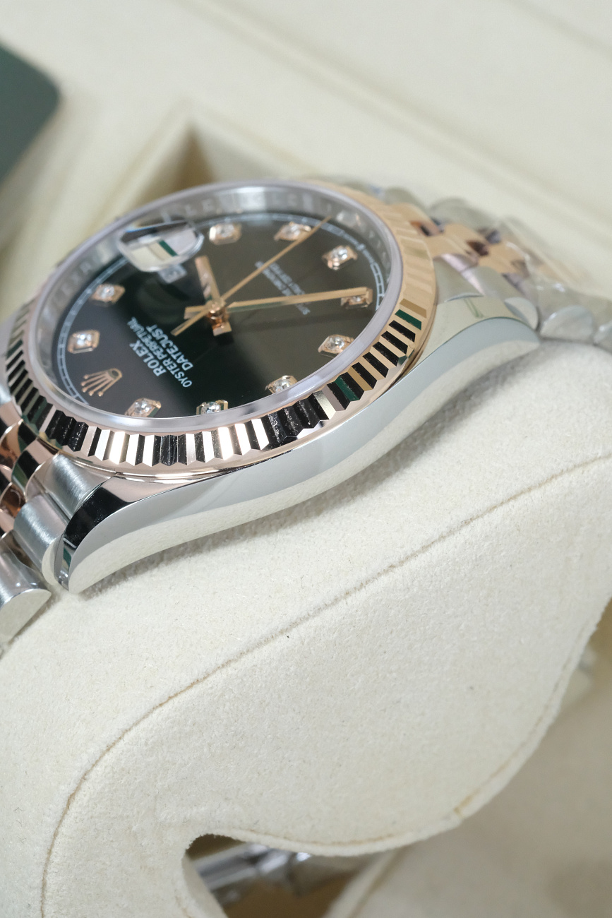 Часы Rolex  Datejust 36Mm Steel And Everose Gold Black Dial Diamonds  126231