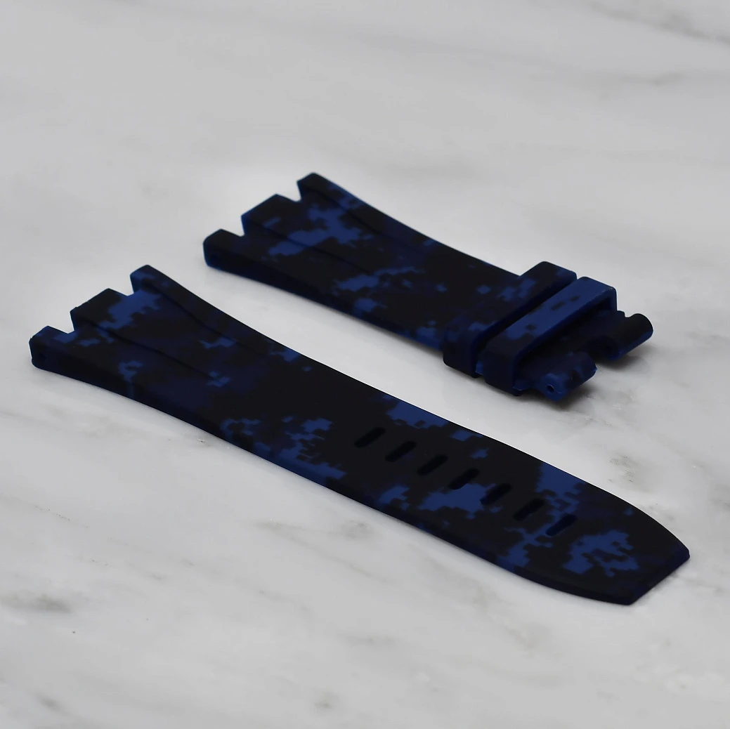 Часовой ремешок Audemars Piguet  Ремешок Для Часов Blue Digi Camo Ap Royal Oak Offshore 44Mm Strap  
