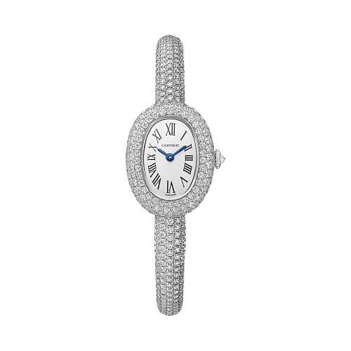 Часы Cartier  Baignoire Full Diamonds Pave Size 16 White Gold  HPI01773