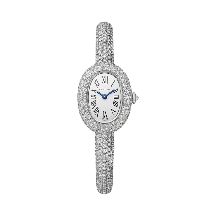 Часы Cartier  Baignoire Full Diamonds Pave Size 16 White Gold  HPI01607