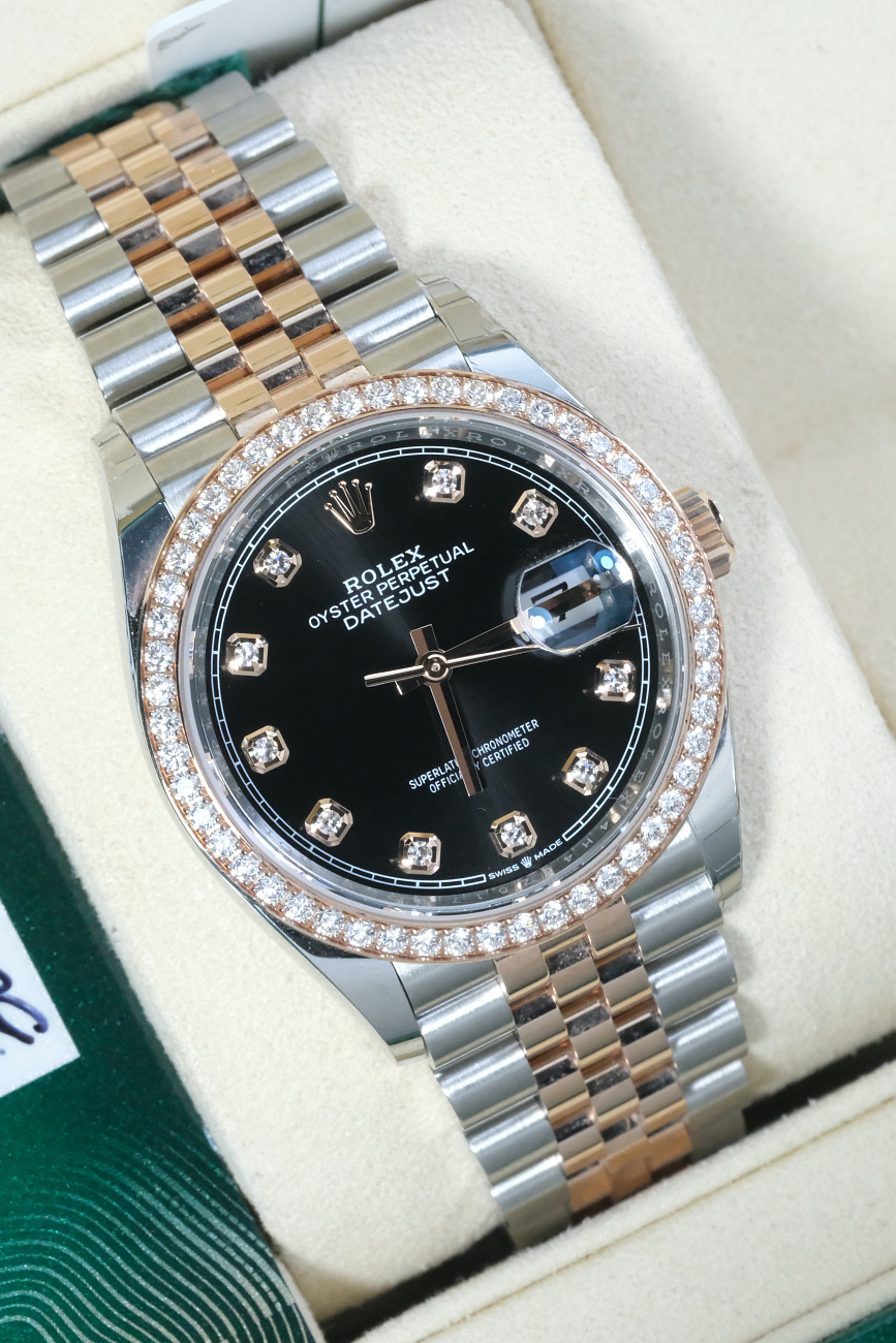 Часы Rolex  Oyster Perpetual Datejust 36 Mm Everose Rolesor Diamonds  126281RBR