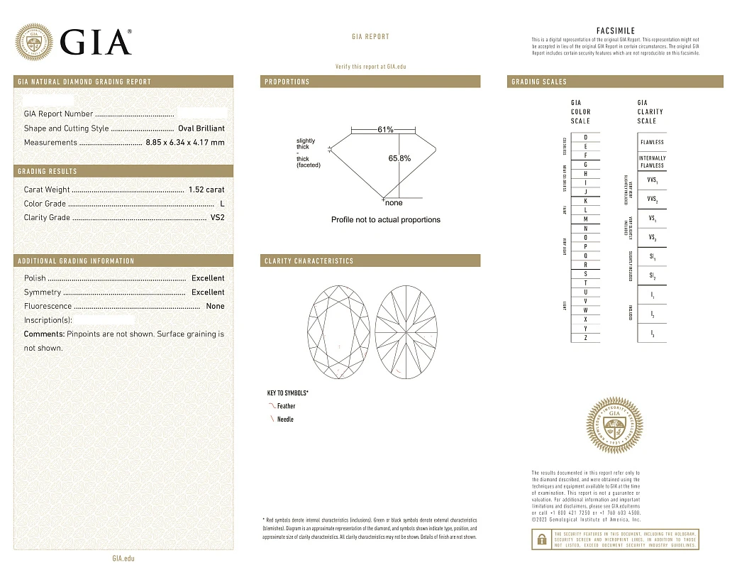 Украшение GIA  Серьги с бриллиантами 1,51/1,52 ct. L/VS2   