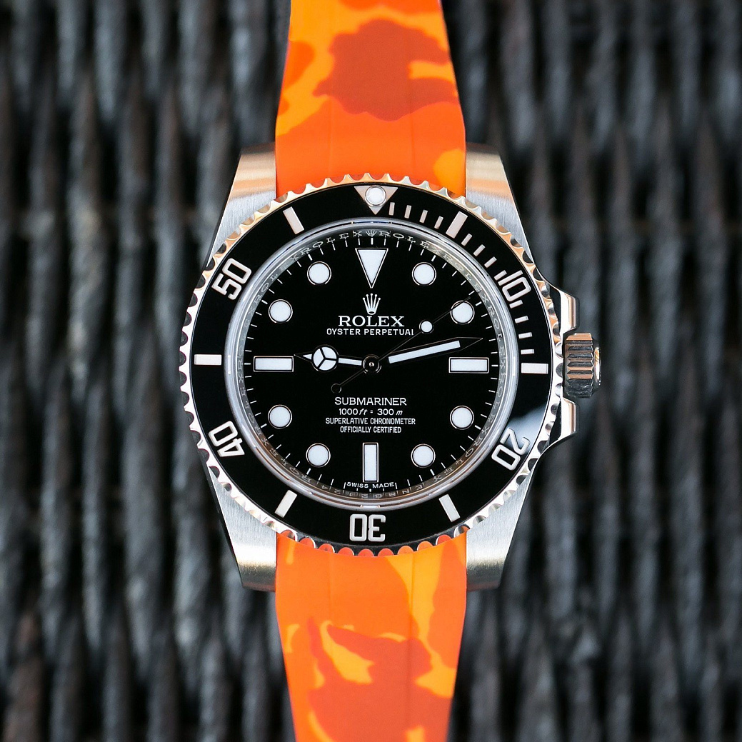 Часовой ремешок Rolex  Ремешок Для Часов Orange Camo 40Mm Strap  
