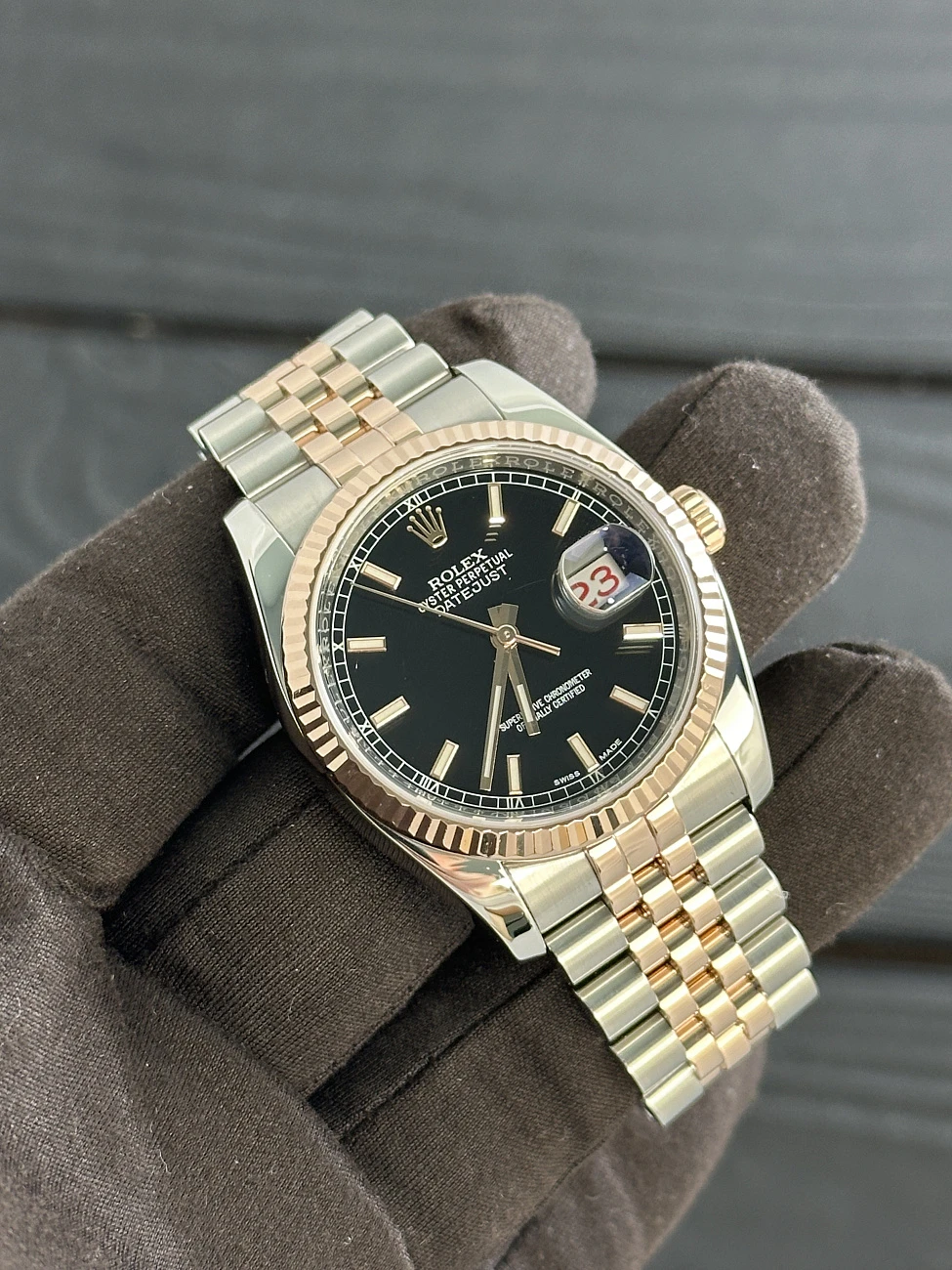 Часы Rolex  Datejust 36Mm Steel &amp; Rose Gold Black Dial  116231