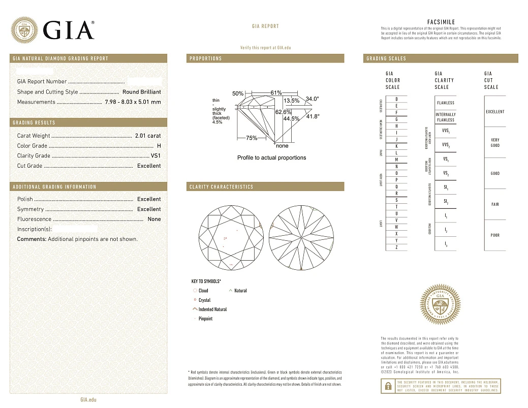 Украшение GIA  Серьги с бриллиантами 2,01/2,01 ct. H/VS1 (3 Excellent)   