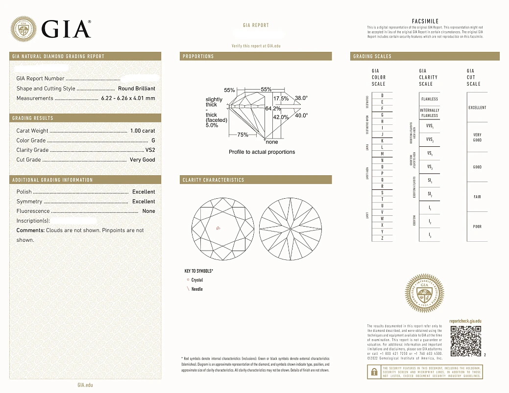 Украшение GIA  Серьги С Бриллиантами 1,00 G/Vs1; 1,00 G/Vs2   
