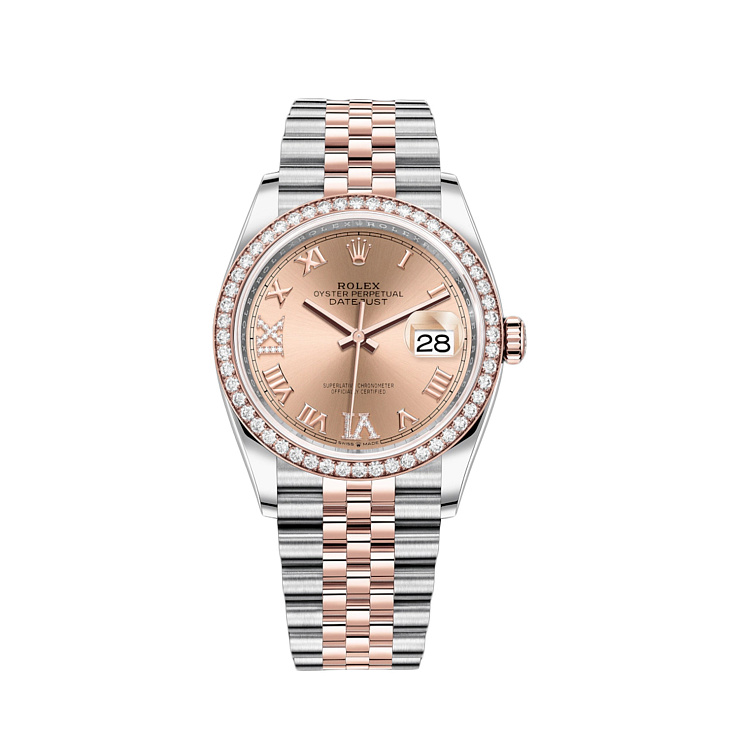 Часы Rolex  Oyster Perpetual Datejust 36 Mm Everose Rolesor Diamonds Pink Dial  126281RBR