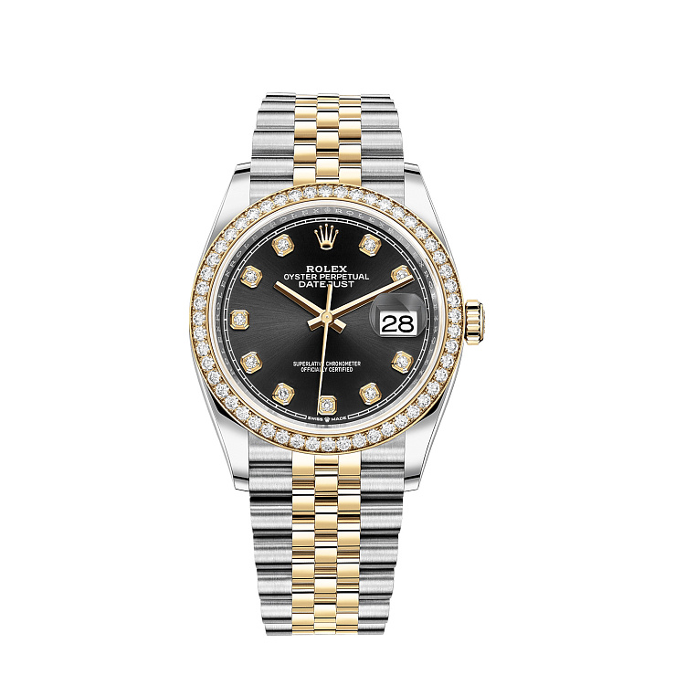 Часы Rolex  Datejust 36Mm Oystersteel Yellow Gold And Diamonds Black Dial  126283RBR