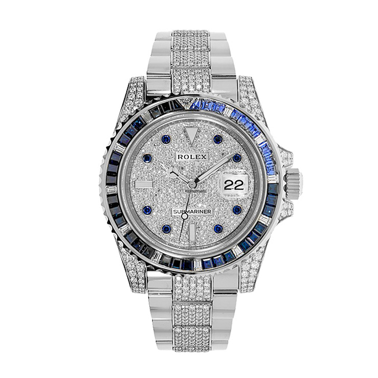 Часы Rolex  Submariner Custom Sapphire And Diamonds Pave Dial  116659SABR Fix
