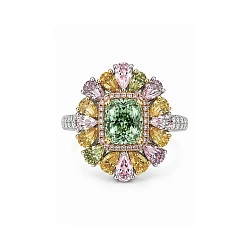 GIA Кольцо с бриллиантом 1,71 ct. Light Green-Yellow/VS1